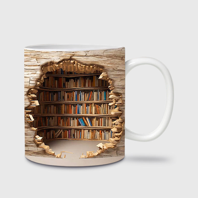 🔥 Hot Sale 🔥 3D Bookshelf Visual Effect Ceramic Coffee Mug